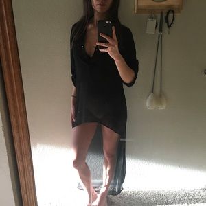 Sheer Black High Low Blouse
